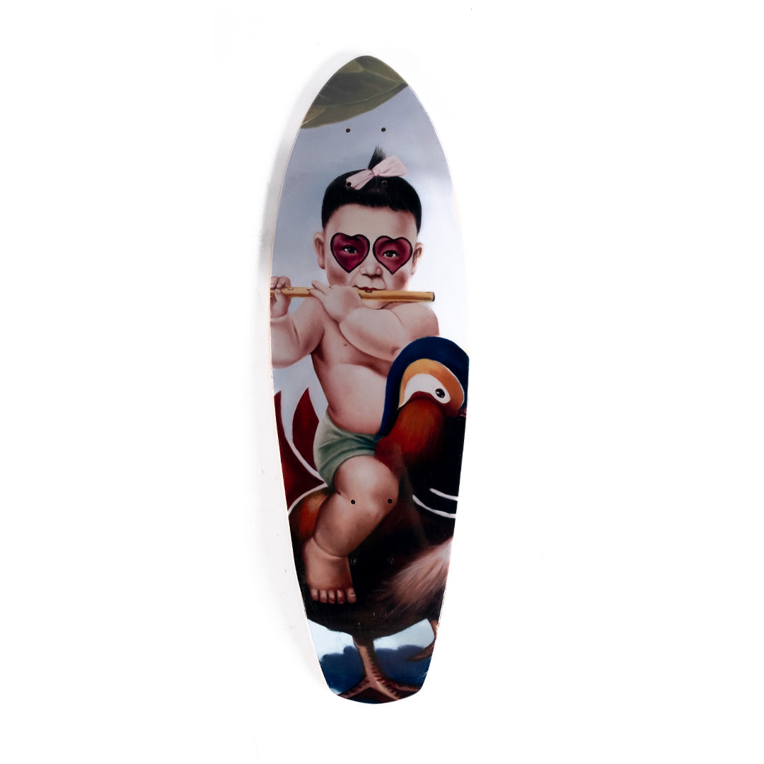 Popaganda Boy With Flute With Bird Skate Deck