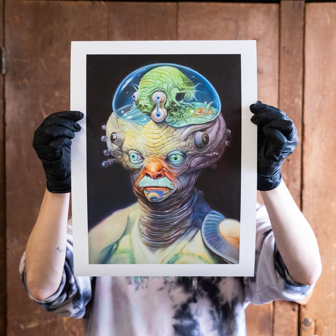 Alien with Sea Creature Dripping Eye Brain