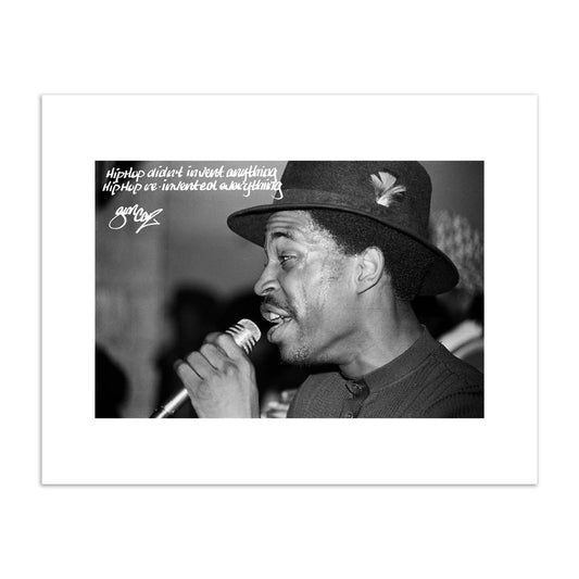 Close-up of Grandmaster Caz of the Cold Crush Brothers Performing at the 6th Zulu Nation Anniversary at Bronx River Projects, 1981